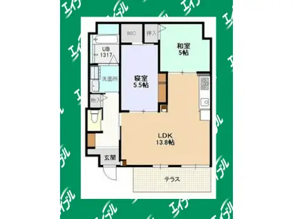 ラ・キャッスル小田井(2LDK/1階)の間取り写真