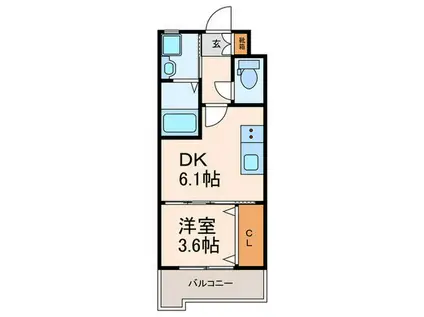 アルゴヴィラージュ天神II(1DK/5階)の間取り写真