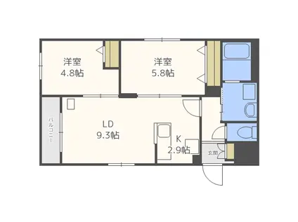 OLIVE環状東(2LDK/2階)の間取り写真