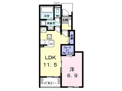ジョイアス東気開ヒガシキトケ(1LDK/1階)の間取り写真