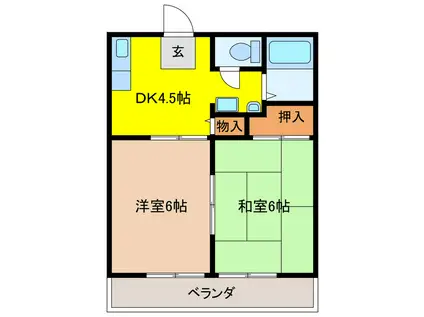 エスポワールII(2DK/1階)の間取り写真