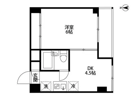 三光ビル(1DK/6階)の間取り写真