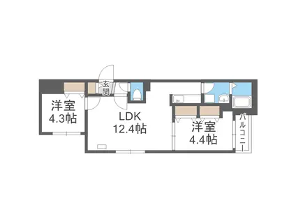 FARANDOLEKIKUSUI(2LDK/2階)の間取り写真