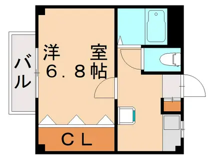 ウィングポート(1K/2階)の間取り写真
