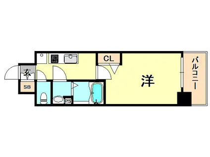 プレサンス兵庫ヴィアーレ(1K/9階)の間取り写真