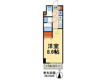 デュオフラッツ稲毛(1K/1階)の間取り写真