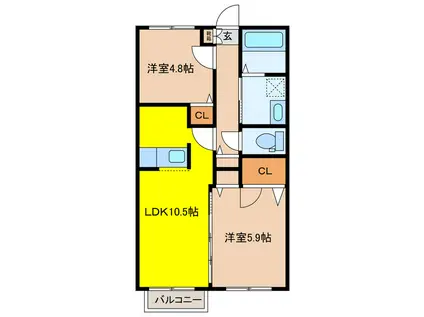 100エーカーの森(2LDK/2階)の間取り写真