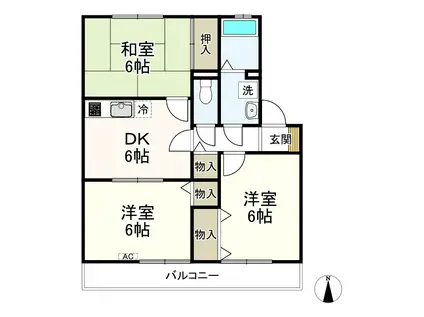 サザンクロス(3DK/2階)の間取り写真