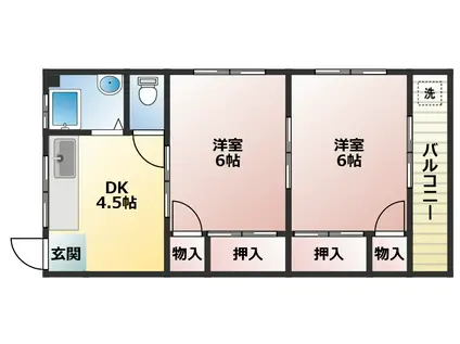 清見台コーポ(2K/4階)の間取り写真