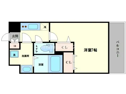 ラシーヌ瓦屋町(1K/6階)の間取り写真