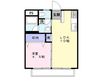 アズミハイツ(1LDK/2階)の間取り写真