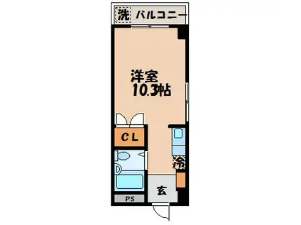 ウィスタリアマンション II(ワンルーム/2階)の間取り写真