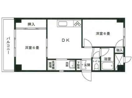 丸榮ハイム富岡(2DK/2階)の間取り写真