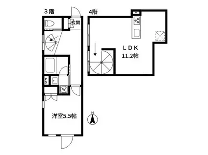 ビリーハウス(1LDK/3階)の間取り写真