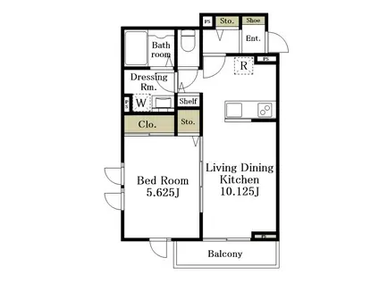 サウスSCENT SOSHIGAYA(1LDK/1階)の間取り写真
