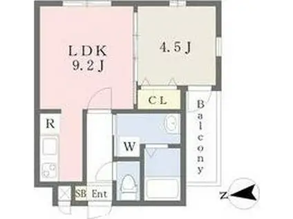 MOVE山王ウエスト(1LDK/2階)の間取り写真