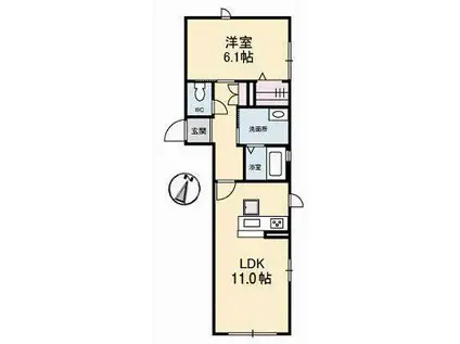 アンソレイエ(1LDK/1階)の間取り写真