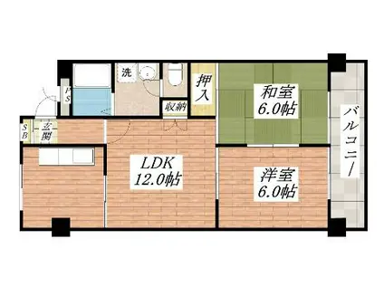 中津ハイツ78(2LDK/4階)の間取り写真