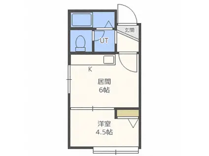 ヴィレッジ厚別Ⅱ(1DK/2階)の間取り写真