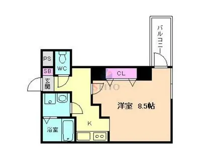 リバーコート(1K/6階)の間取り写真