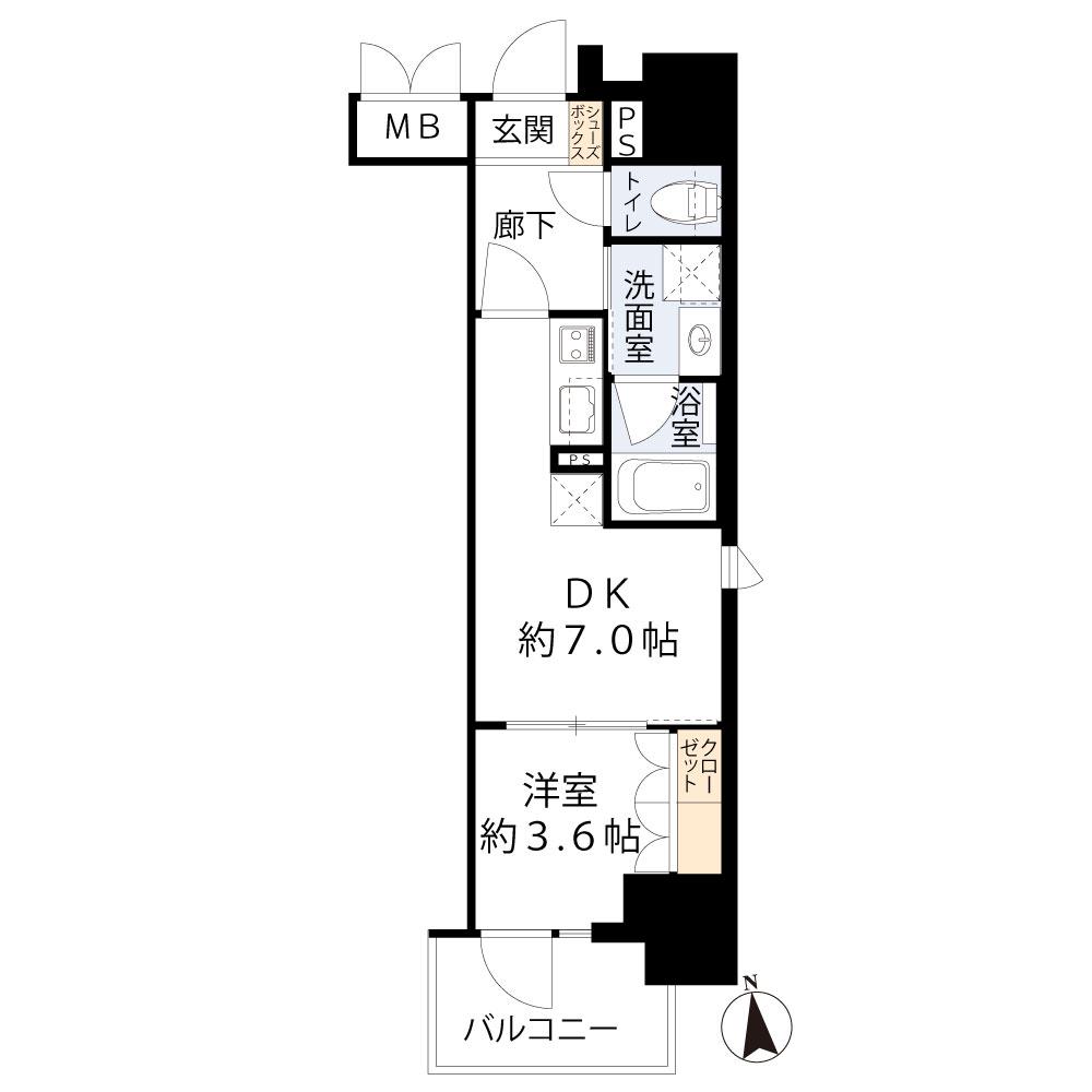 K-COURT谷町四丁目(1DK/2階)の間取り写真