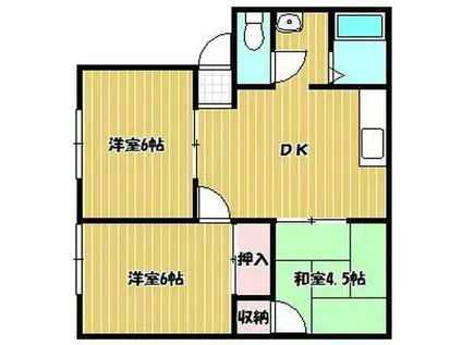 パナハイツアーバンA棟(3DK/1階)の間取り写真