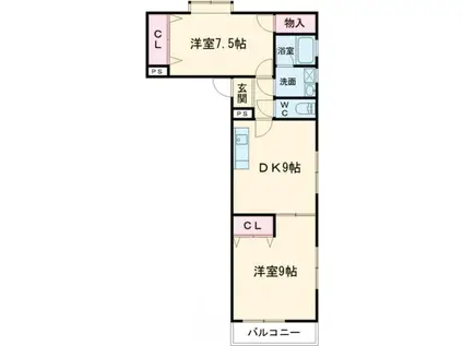 ヴィラ高天(2DK/5階)の間取り写真