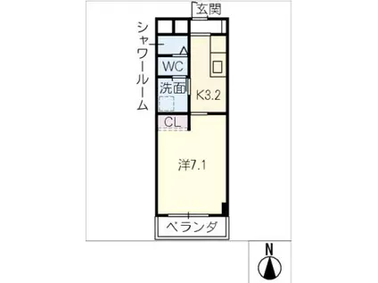 神明ハイツ(1K/2階)の間取り写真