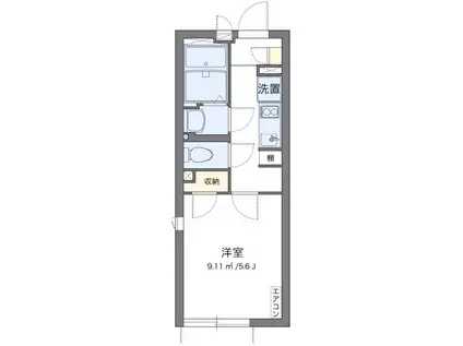 クレイノポラリスII(1K/2階)の間取り写真