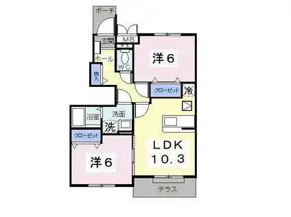 サン・ジェルメ(2LDK/1階)の間取り写真