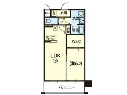 CHAINON内坪井(1LDK/6階)の間取り写真