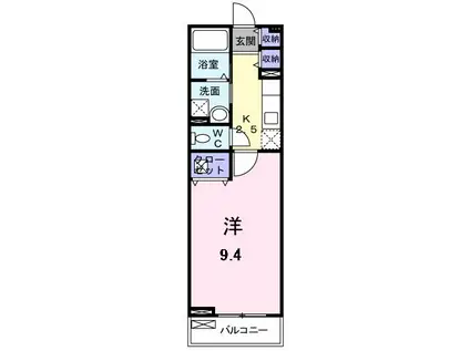 サンセール東野(1K/2階)の間取り写真