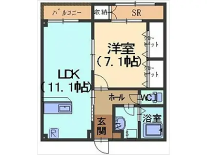 サンシエル(1LDK/1階)の間取り写真