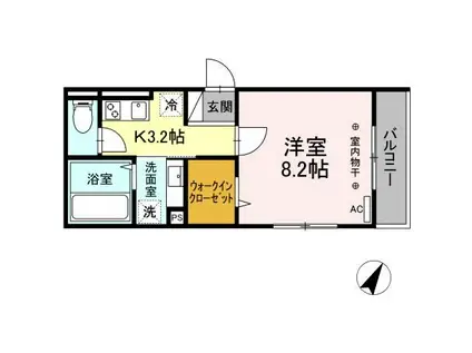 D-ROOM広瀬町(1K/3階)の間取り写真