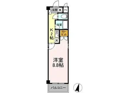 タイムD2(1K/3階)の間取り写真