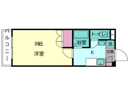 ル・レーヴ・アイ(1K/2階)の間取り写真