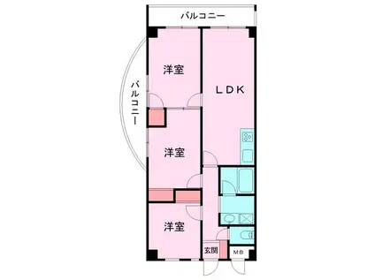 メゾンドシャングリラ(3LDK/8階)の間取り写真