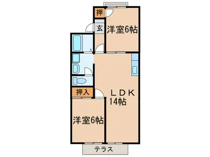 サンハイツ藤山台(2LDK/1階)の間取り写真