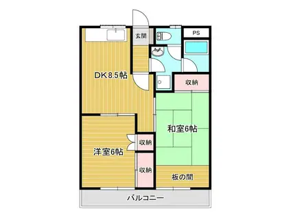 ジュンハイツII(2LDK/2階)の間取り写真