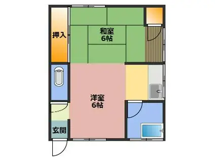 市川アパート(2K/2階)の間取り写真