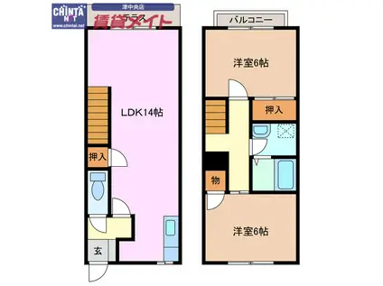 レイクサイドヴィラA(2LDK/1階)の間取り写真