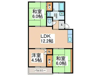 ライズィングマンションA(3LDK/2階)の間取り写真