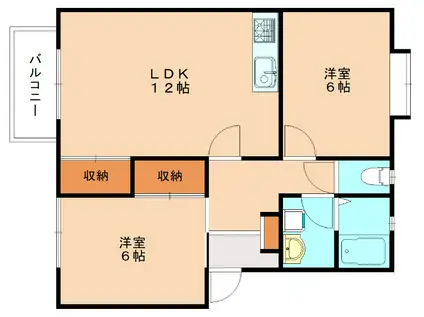 エクセレント希望ヶ丘(2LDK/1階)の間取り写真