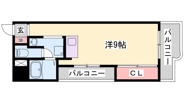ＪＲ播但線 京口駅 徒歩9分 7階建 築38年(ワンルーム/4階)の間取り写真