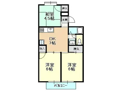 コスモ二色ノ浜I(3DK/1階)の間取り写真