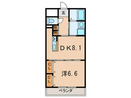 クラルテ甲子園(1DK/2階)の間取り写真