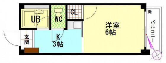 ビレッジ中央(1K/5階)の間取り写真