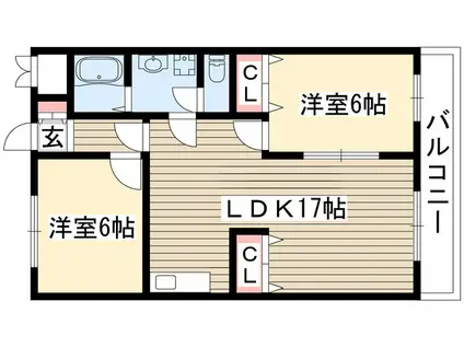 ロイヤルマンション丁田(2LDK/3階)の間取り写真