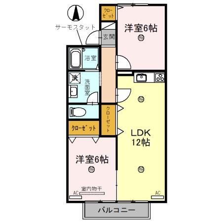 フローラ(2LDK/2階)の間取り写真