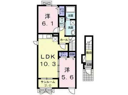 フランM.YII(2LDK/2階)の間取り写真